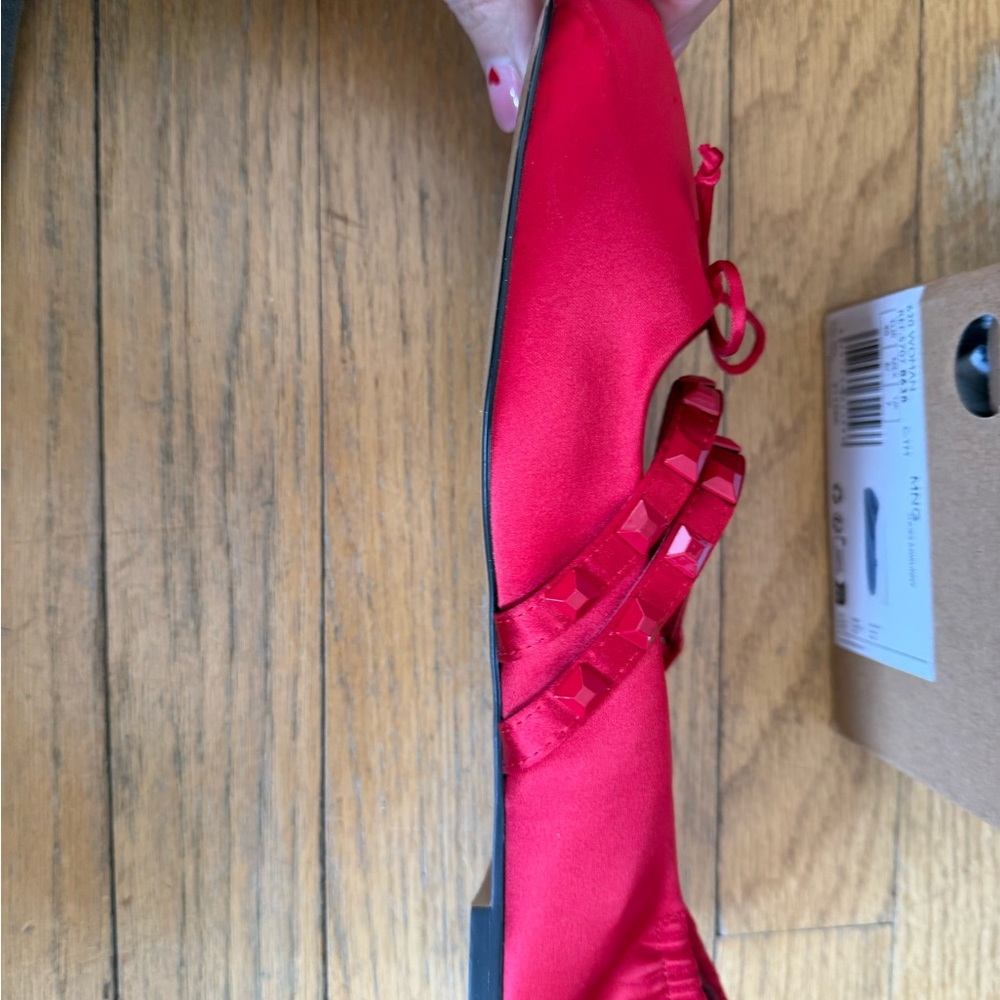 Mango Red Satin Ballet Flats - Picture 3 of 6
